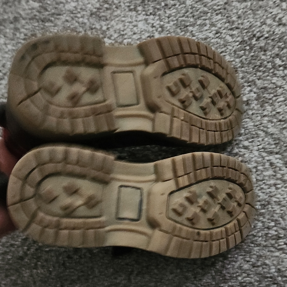 Black Velcro Strap Boots with Rounded Toe - Picture 4 of 5